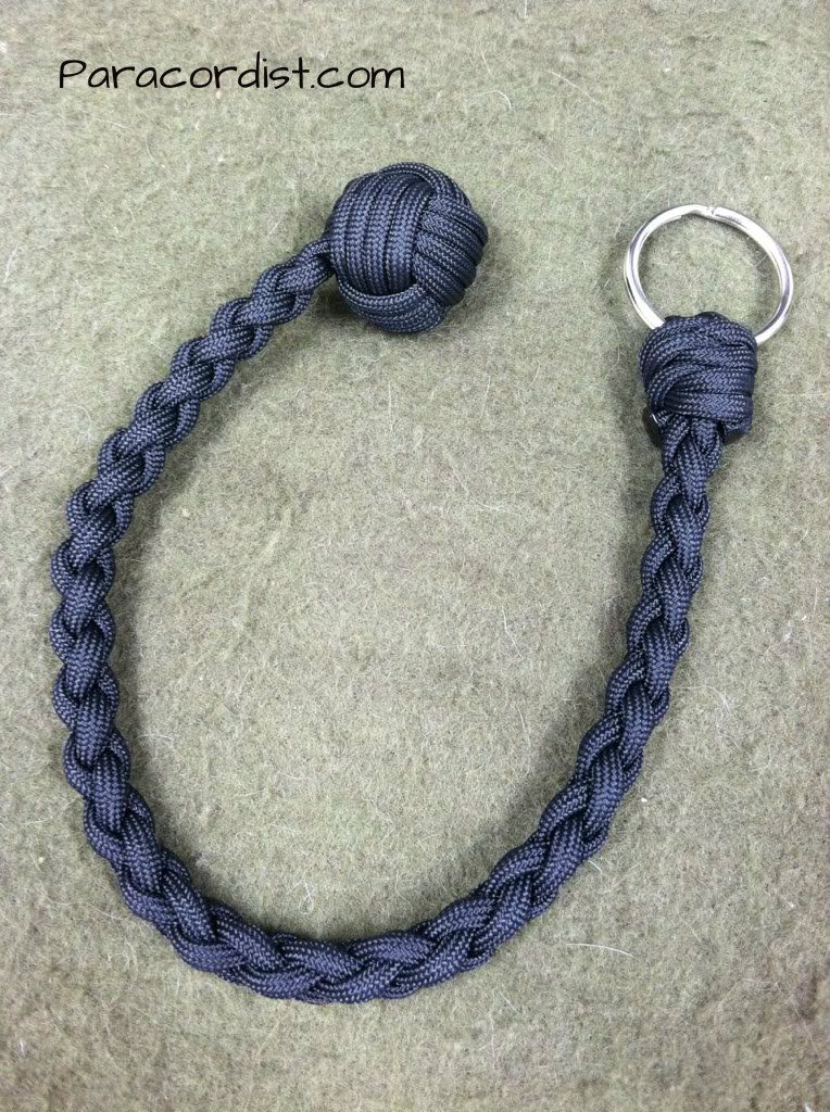 The "Door Knocker" keychain 10" overall, paracord, 3/4" steel bearing